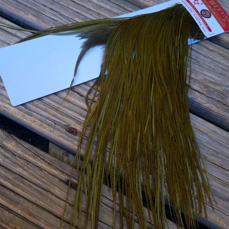 Whiting 1/2 BRONZE Grade Dry Fly Rooster Saddle in Dark Olive-3